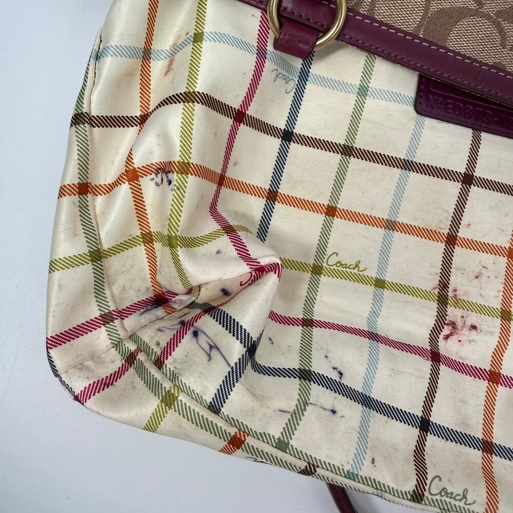 Coach Chelsea Heritage Signature Stripe Tote Bag Lilac Vintage Classic Y2K VTG - Picture 12 of 15
